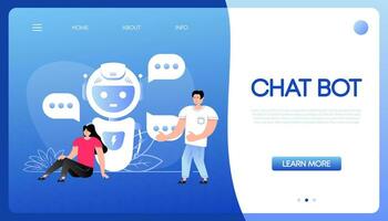 Flat chat bot people for web design. Ui design concept. Cartoon vector illustration