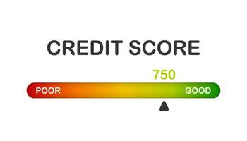 Detailed illustration of a credit score meter with pointer. vector