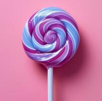 AI generated a purple lollipop in a pink background photo