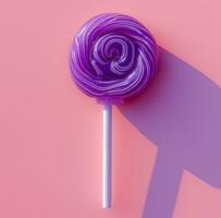 AI generated a purple lollipop in a pink background photo