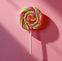 AI generated a lollipop on end with colorful candy on it photo