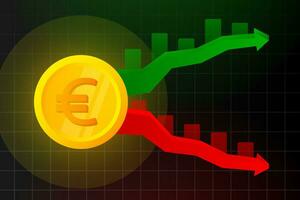 Euro up and down, Stock online trading. Technical analysis candlestick chart. Stock exchanges index vector
