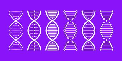 DNA structure Icon set. Structure molecule and cell, chromosome. Genetic engineering. Vector stock illustration