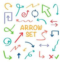 Isolated vector hand drawn arrows set on a white background