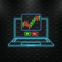 Stock online trading. Technical analysis candlestick chart. Stock exchanges index. vector