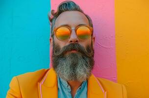 AI generated man wearing a bright colors with a beard photo