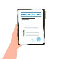 Terms and conditions document. Legal agreements between a service provider and a person who wants to use that service. Vector stock illustration.