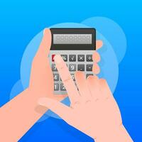 Modern cartoon illustration with calculator for web design. Financial management concept vector