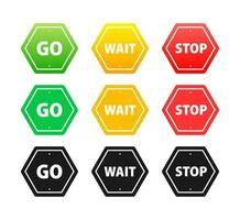 Go, wait, stop road traffic sign. Traffic regulatory warning vector