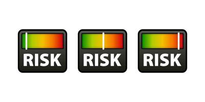 Risk speedometer. Risk gauge icon. High risk meter vector