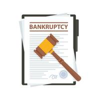 Bankruptcy legal law document. Financial crisis. Vector stock illustration.