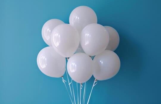 AI generated balloons from a party are arranged on a blue background photo