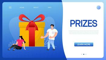 Prizes people in flat style. 3d coupon reward. Flat vector illustration