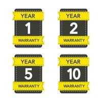 Badges set with year warranty on white background. Vector illustration.