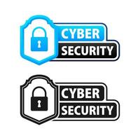 Cyber security label. Maximum protection against cyber threats and identity theft. Data protection vector