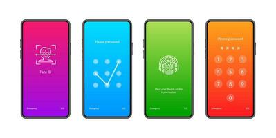 teléfono inteligente con contraseña bloquear pantalla interfaz. proteger tu teléfono inteligente y personal datos desde no autorizado acceso vector
