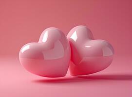 AI generated the photo shows two heart shape objects on the pink background