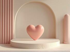 AI generated an empty table next to a pink heart shaped display photo