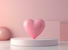 AI generated an empty table next to a pink heart shaped display photo