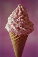 AI generated a waffle cone with ice cream in it photo