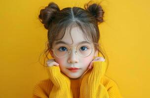 AI generated little girl posing with glasses photo