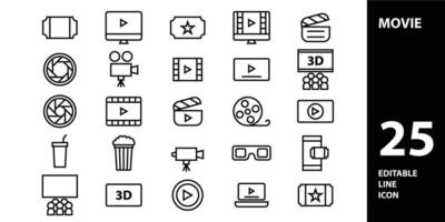 Movie simple line icons set. Movie icon vector