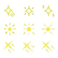 8 bit Pixel Art Stars Sparkle vector