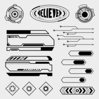 Futuristic cyberpunk element, Cyberpunk HUD Elements, Street wear element fashion design vector