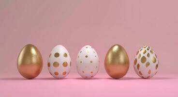 AI generated empty frame with four golden and white easter eggs photo