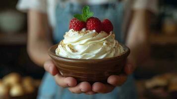 AI generated greek yogurt as food in restaurant photo