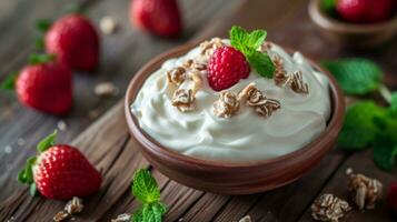 AI generated greek yogurt as food in restaurant photo