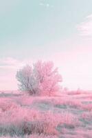 AI generated An enchanting landscape with soft hues, creating a dreamy setting for promotional perfection photo