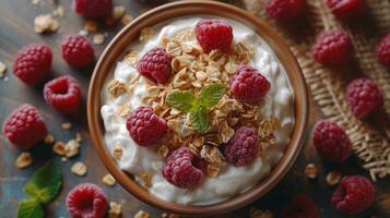 AI generated greek yogurt as food in restaurant photo