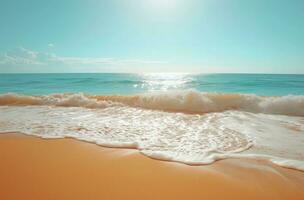 AI generated tropical beach with waves clear ocean photo