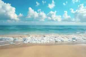 AI generated tropical beach with waves clear ocean photo