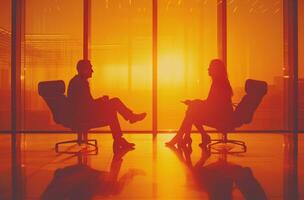 AI generated two business people sitting together having a discussion photo