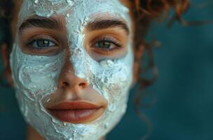 AI generated woman's facial mask getting removed photo
