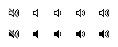 Speaker icon set. volume icon vector. loudspeaker icon vector. Mute and unmute volume sound flat vector icons for video apps and website