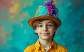 AI generated a boy is waiting for easter ing an easter hat photo