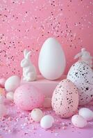 AI generated A composition of festive elements, from eggs to bunnies, offering a lively atmosphere for promotions photo
