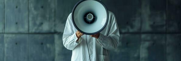 AI generated a man in a white shirt is holding a large speaker photo