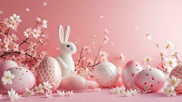 AI generated A composition of festive elements, from eggs to bunnies, offering a lively atmosphere for promotions photo