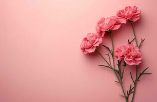 AI generated carnations on a pink background rose photo