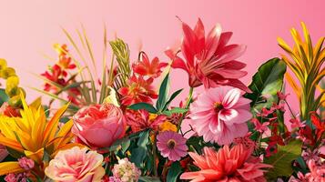 ai generado un gastos generales ver de un vibrante pabellón de flores, ideal para un animado primavera anuncio foto
