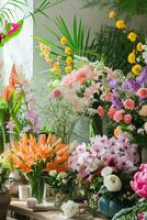AI generated Lush botanicals bursting with color, setting the stage for a captivating spring advertisement photo