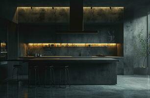 AI generated black modern kitchen vsiu photo