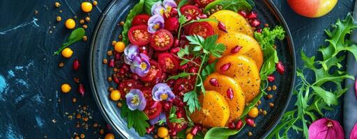 AI generated a plate of colorful healthy eating photo