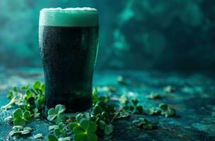 ai generado ioscoin trébol el mejor irlandesa cerveza con tréboles foto