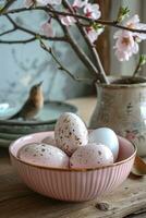 AI generated easter decor diy easter table centerpiece photo