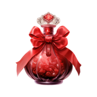 AI generated Red Glass Bottle with a Red Top. AI Generated Image png